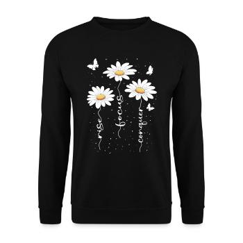 Fleurs d’été Fleur Inspiration Dicton de motivation - Sweat-shirt Unisexe - noir - Devant - Alina (178cm) & Michal (187cm)