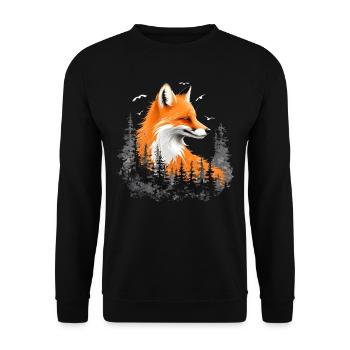 Fox Lover Woodland Flowers Art Foxes Cute Fox - Unisex Sweatshirt - black - Front - Alina (178cm) & Michal (187cm)