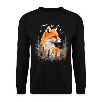 Fox Lover Woodland Flowers Art Foxes Cute Fox - Unisex Sweatshirt - black - Front - Alina (178cm) & Michal (187cm)