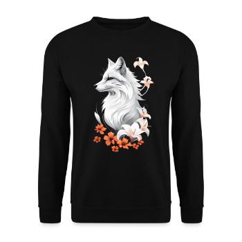 Fox Lover Woodland Flowers Art Foxes Cute Fox - Unisex Sweatshirt - black - Front - Alina (178cm) & Michal (187cm)