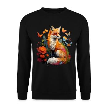 Fox Lover Woodland Flowers Art Foxes Cute Fox - Unisex Sweatshirt - black - Front - Alina (178cm) & Michal (187cm)