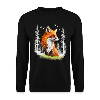 Fox Lover Woodland Flowers Art Foxes Cute Fox - Unisex Sweatshirt - black - Front - Alina (178cm) & Michal (187cm)