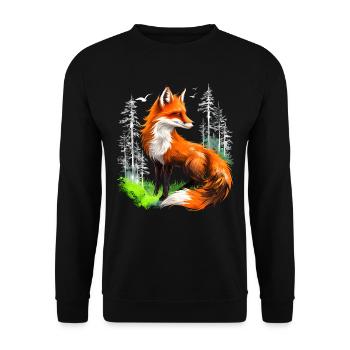 Fox Lover Woodland Flowers Art Foxes Cute Fox - Unisex Sweatshirt - black - Front - Alina (178cm) & Michal (187cm)