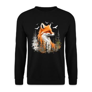 Fox Lover Woodland Flowers Art Foxes Cute Fox - Unisex Sweatshirt - black - Front - Alina (178cm) & Michal (187cm)