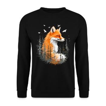 Fox Lover Woodland Flowers Art Foxes Cute Fox - Unisex Sweatshirt - black - Front - Alina (178cm) & Michal (187cm)