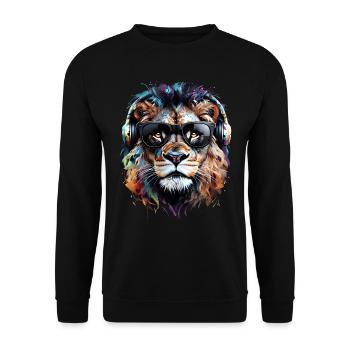 Lion Lover Wildlife Safari Art Lion Colorful - Unisex Sweatshirt - black - Front - Alina (178cm) & Michal (187cm)