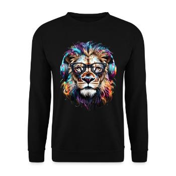 Lion Lover Wildlife Safari Art Lion Colorful - Unisex Sweatshirt - black - Front - Alina (178cm) & Michal (187cm)