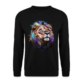 Lion Lover Wildlife Safari Art Lion Colorful - Unisex Sweatshirt - black - Front - Alina (178cm) & Michal (187cm)