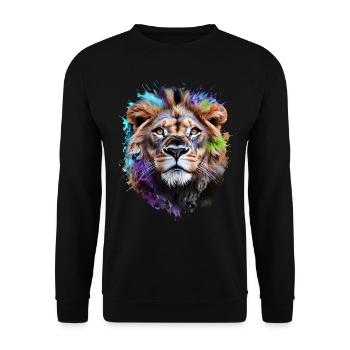 Lion Lover Wildlife Safari Art Lion Colorful - Unisex Sweatshirt - black - Front - Alina (178cm) & Michal (187cm)