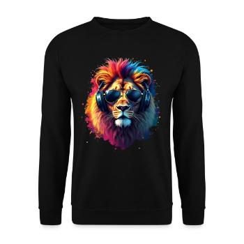 Lion Lover Faune Safari Art Lion Coloré - Sweat-shirt Unisexe - noir - Devant - Alina (178cm) & Michal (187cm)