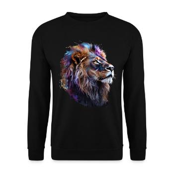 Lion Lover Wildlife Safari Art Lion Colorful - Unisex Sweatshirt - black - Front - Alina (178cm) & Michal (187cm)