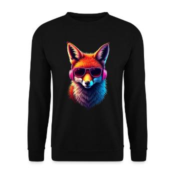 Drôle Renard Renard Art Animal Nature Animaux Animaux Sauvages - Sweat-shirt Unisexe - noir - Devant - Alina (178cm) & Michal (187cm)