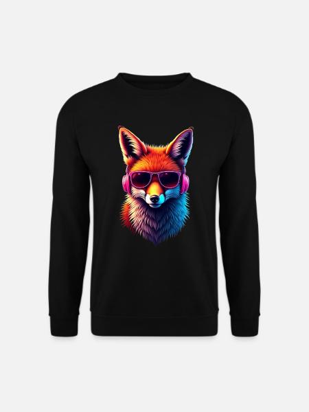 Lustiges Fuchs Fox Kunst Tier Natur Wildtier Tiere - Unisex Pullover - Schwarz