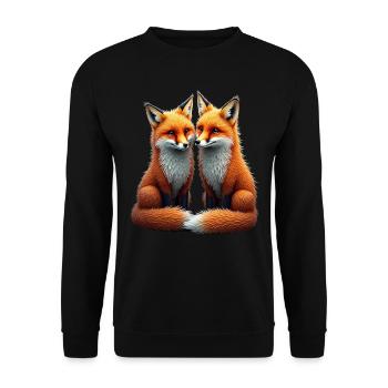 Funny Fox Fox Art Animal Nature Wildlife Animals - Unisex Sweatshirt - black - Front - Alina (178cm) & Michal (187cm)