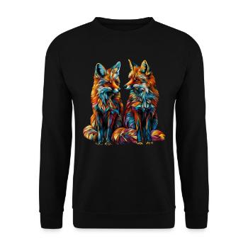 Funny Fox Fox Art Animal Nature Wildlife Animals - Unisex Sweatshirt - black - Front - Alina (178cm) & Michal (187cm)
