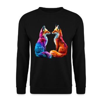 Funny Fox Fox Art Animal Nature Wildlife Animals - Unisex Sweatshirt - black - Front - Alina (178cm) & Michal (187cm)