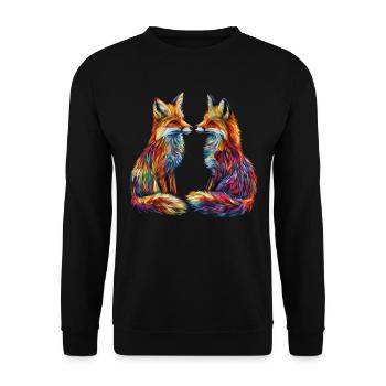 Funny Fox Fox Art Animal Nature Wildlife Animals - Unisex Sweatshirt - black - Front - Alina (178cm) & Michal (187cm)