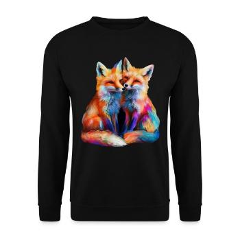 Funny Fox Fox Art Animal Nature Wildlife Animals - Unisex Sweatshirt - black - Front - Alina (178cm) & Michal (187cm)