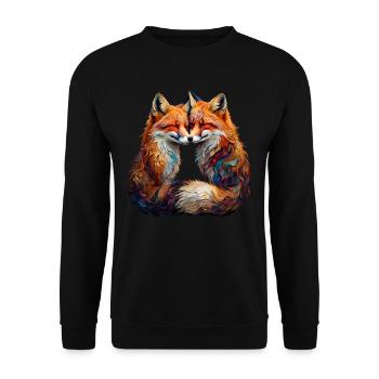 Funny Fox Fox Art Animal Nature Wildlife Animals - Unisex Sweatshirt - black - Front - Alina (178cm) & Michal (187cm)