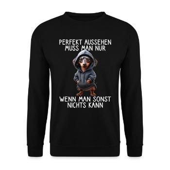 chien drôle disant amoureux des animaux chien drôle chien - Sweat-shirt Unisexe - noir - Devant - Alina (178cm) & Michal (187cm)