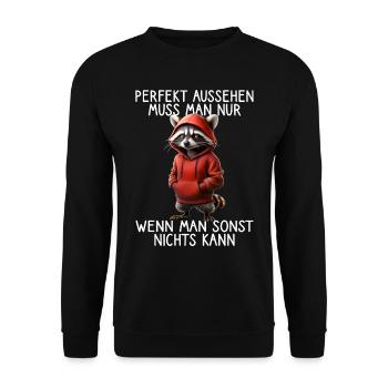Drôle de raton laveur disant Amoureux des animaux Drôle de raton laveur - Sweat-shirt Unisexe - noir - Devant - Alina (178cm) & Michal (187cm)