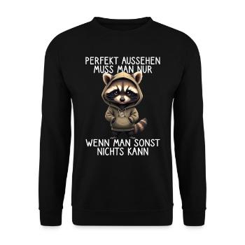Drôle de raton laveur disant Amoureux des animaux Drôle de raton laveur - Sweat-shirt Unisexe - noir - Devant - Alina (178cm) & Michal (187cm)