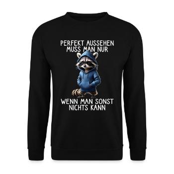 Drôle de raton laveur disant Amoureux des animaux Drôle de raton laveur - Sweat-shirt Unisexe - noir - Devant - Alina (178cm) & Michal (187cm)