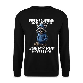 Drôle de raton laveur disant Amoureux des animaux Drôle de raton laveur - Sweat-shirt Unisexe - noir - Devant - Alina (178cm) & Michal (187cm)