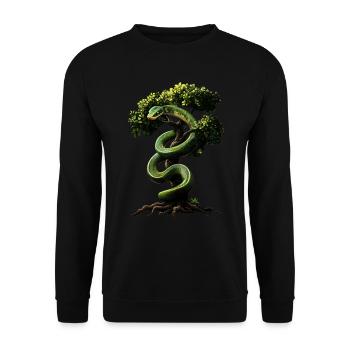 Green Tree Python Snakes Lover Terrarium - Unisex Sweatshirt - black - Front - Alina (178cm) & Michal (187cm)