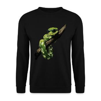 Green Tree Python Snakes Lover Terrarium - Unisex Sweatshirt - black - Front - Alina (178cm) & Michal (187cm)