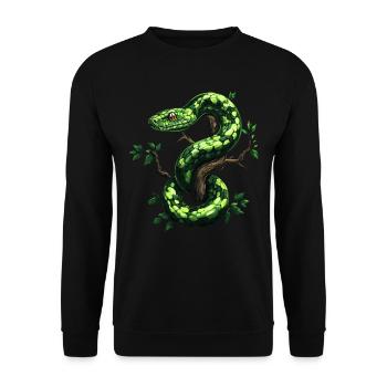 Green Tree Python Snakes Lover Terrarium - Unisex Sweatshirt - black - Front - Alina (178cm) & Michal (187cm)