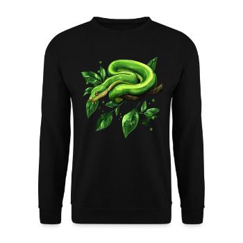 Green Tree Python Snakes Lover Terrarium - Unisex Sweatshirt - black - Front - Alina (178cm) & Michal (187cm)