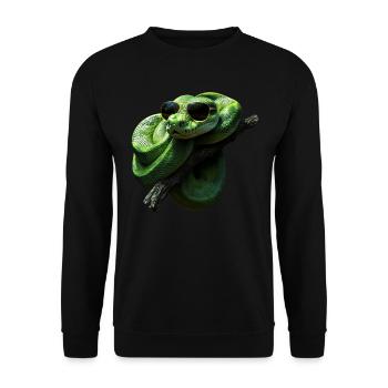 Green Tree Python Snakes Lover Terrarium - Unisex Sweatshirt - black - Front - Alina (178cm) & Michal (187cm)
