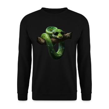 Green Tree Python Snakes Lover Terrarium - Unisex Sweatshirt - black - Front - Alina (178cm) & Michal (187cm)