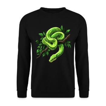 Green Tree Python Snakes Lover Terrarium - Unisex Sweatshirt - black - Front - Alina (178cm) & Michal (187cm)