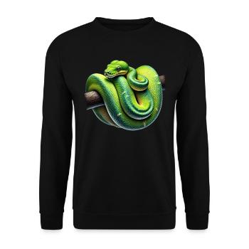 Grüner Baumpython Schlangen Liebhaber Terrarium - Unisex Pullover - Schwarz - Vorne - Alina (178cm) & Michal (187cm)