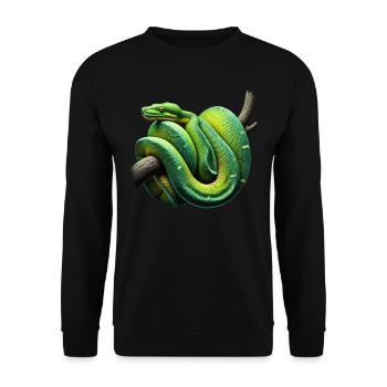 Green Tree Python Snakes Lover Terrarium - Unisex Sweatshirt - black - Front - Alina (178cm) & Michal (187cm)