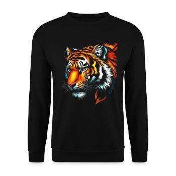 Lustiges Tiger Kunst Tier Natur Wildtier Tiere Zoo - Unisex Pullover - Schwarz - Vorne - Alina (178cm) & Michal (187cm)