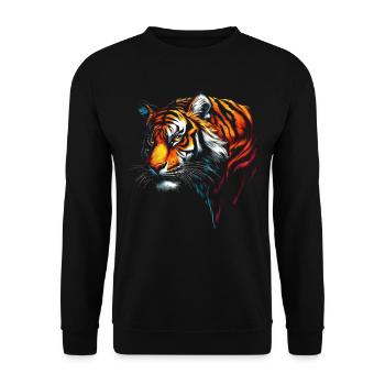 Lustiges Tiger Kunst Tier Natur Wildtier Tiere Zoo - Unisex Pullover - Schwarz - Vorne - Alina (178cm) & Michal (187cm)