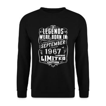 Anniversaire Septembre 1967 Edition Limitée Légende - Sweat-shirt Unisexe - noir - Devant - Alina (178cm) & Michal (187cm)