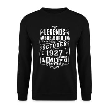 Geburtstag Oktober 1927 Limited Edition Legende - Unisex Pullover - Schwarz - Vorne - Alina (178cm) & Michal (187cm)