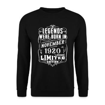 Geburtstag November 1920 Limited Edition Legende - Unisex Pullover - Schwarz - Vorne - Alina (178cm) & Michal (187cm)