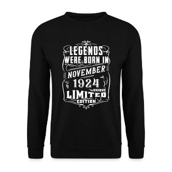 Birthday November 1924 Limited Edition Legend - Unisex Sweatshirt - black - Front - Alina (178cm) & Michal (187cm)