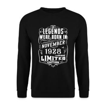 Geburtstag November 1928 Limited Edition Legende - Unisex Pullover - Schwarz - Vorne - Alina (178cm) & Michal (187cm)