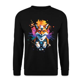 Drôle Renard Renard Art Animal Nature Animaux Animaux Sauvages - Sweat-shirt Unisexe - noir - Devant - Alina (178cm) & Michal (187cm)