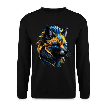 Lustiges Fuchs Fox Kunst Tier Natur Wildtier Tiere - Unisex Pullover - Schwarz - Vorne - Alina (178cm) & Michal (187cm)