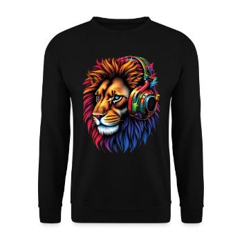 Lion Lover Wildlife Safari Art Lion Colorful - Unisex Sweatshirt - black - Front - Alina (178cm) & Michal (187cm)