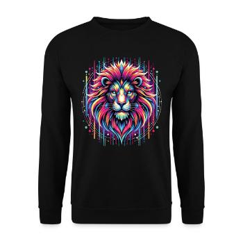Lion Lover Wildlife Safari Art Lion Colorful - Unisex Sweatshirt - black - Front - Alina (178cm) & Michal (187cm)