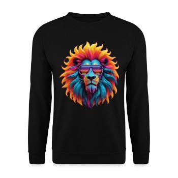 Lion Lover Wildlife Safari Art Lion Colorful - Unisex Sweatshirt - black - Front - Alina (178cm) & Michal (187cm)
