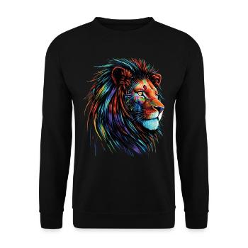 Lion Lover Wildlife Safari Art Lion Colorful - Unisex Sweatshirt - black - Front - Alina (178cm) & Michal (187cm)
